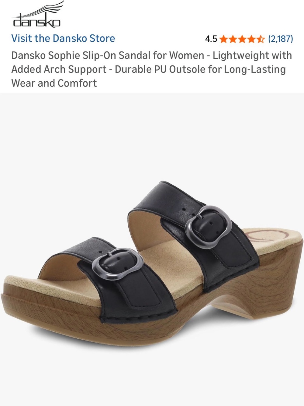Dansko Sophie slip-on Black Double-Buckle Slide Sandals